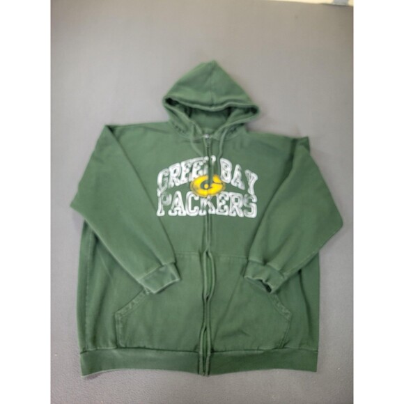 Green Bay Packers Hoodie Sweatshirt Mens 3XL Green NFL Football Zip Up Fleece - Picture 1 of 10